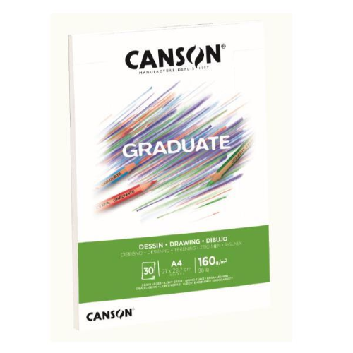 CANSON GRADUATE BLOCCO DA DISEDNO 160 GR 21X29.7 mm A4 30 FOGLI BIANCO
